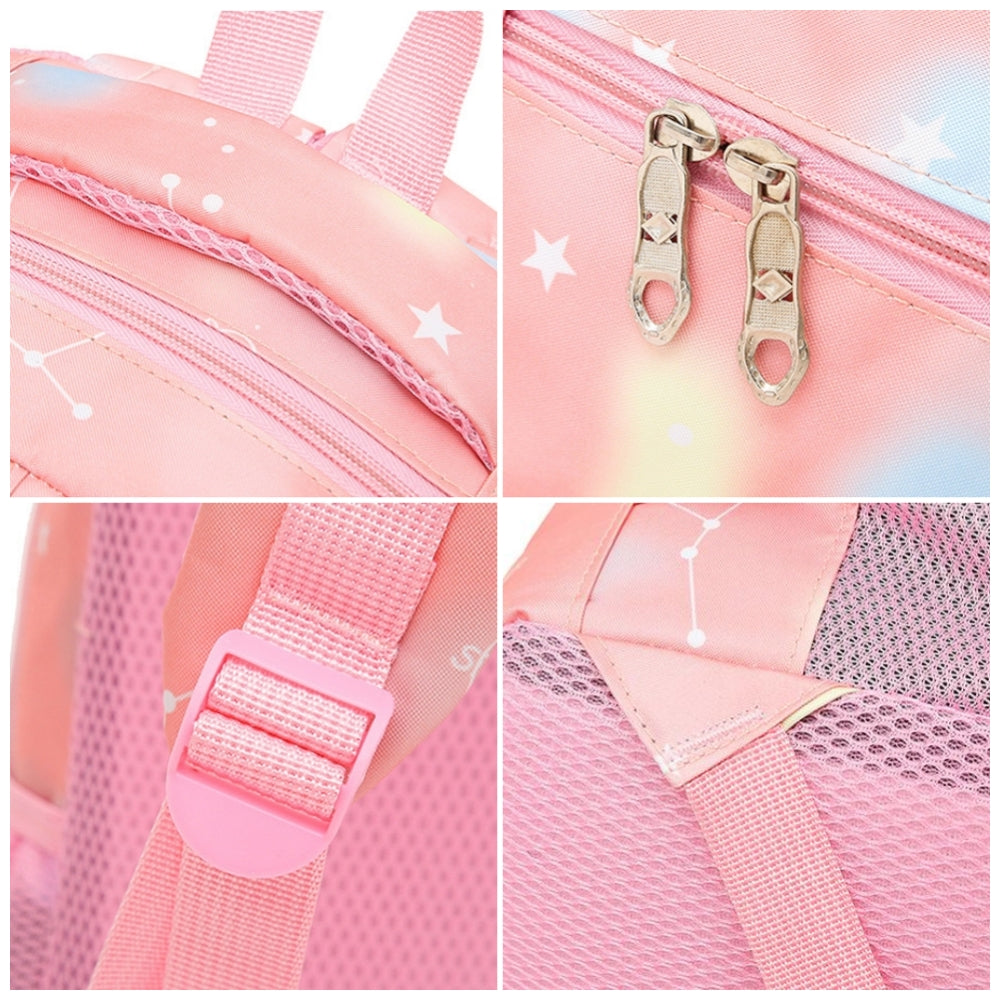 School Backpack 3 in 1 School Bags for Girls with Lunch Bag and Pencel Case, Water Resistant Lightweight Bookbag for Middle School, Large Capacity Travel Bag Laptop Backpack, Pink