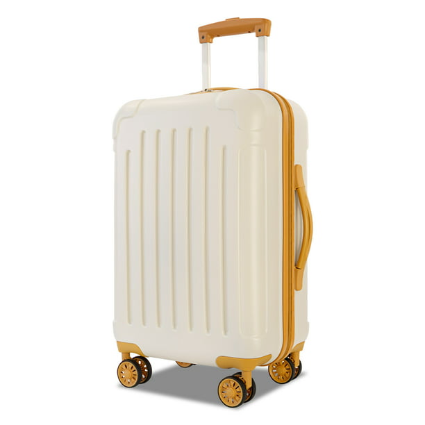 3 Piece Luggage Sets, Hard Shell Luggage Suitcase Set with Spinner Wheels and TSK Lock, Carry-on Checked Luggage Set for Travel Trips Business, 22in, 24in, 28in, White