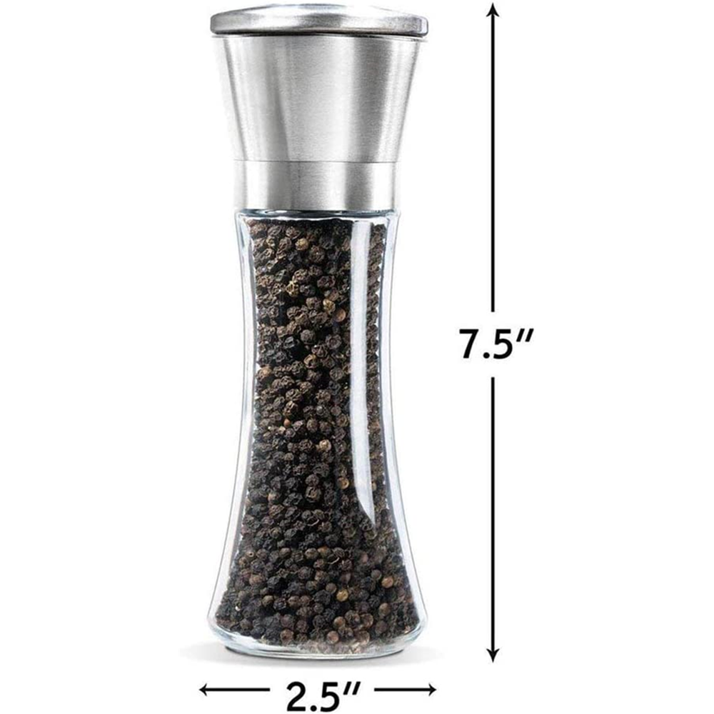 Tyethy Salt and Pepper Grinder Set of 2, Refillable Stainless Steel Salt Pepper Shakers with Adjustable Coarse Mills for Spices Pepper Himalayan Sea Salts