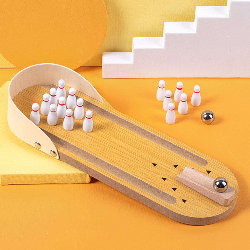 Mini Bowling Toy Set Wooden Tabletop Bowling Game Desk Toys Desktop Bowling Home Bowling Alleys for Kids Adults