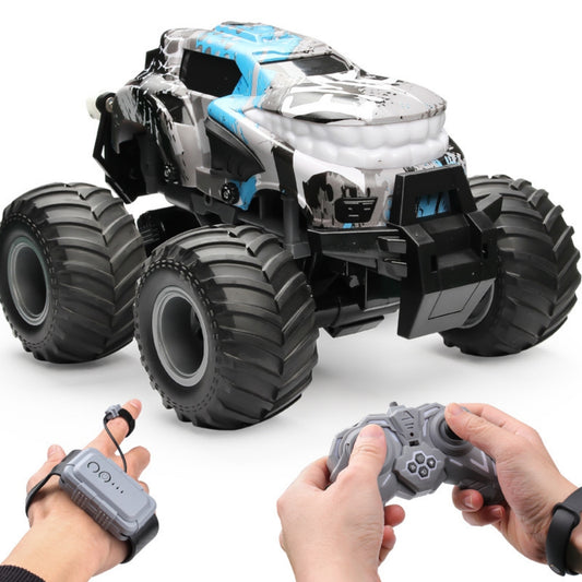 Remote Control Car 4WD Off Road Truck Car , RC Stunt Car, 360° Flips Rotating Car Toys with Spray Function, LED Lights, Ideal Birthday for 4+ Year Old Kids