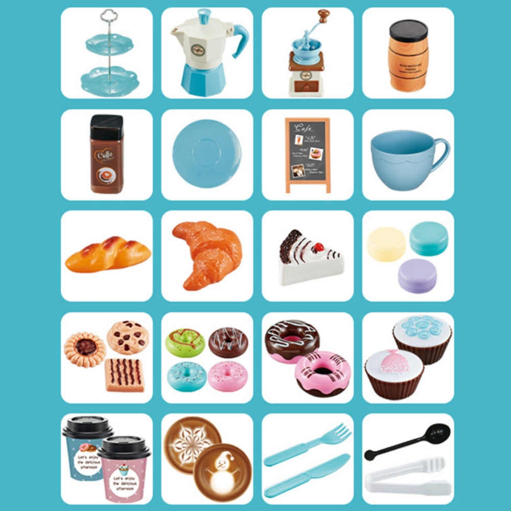 Tea Party Set for Little Girls, Tea Set with Cake Stand and Dessert Play Food for Kids, Including Coffee, Dessert, Cookies, Play Kitchen Accessories, 36 Pcs