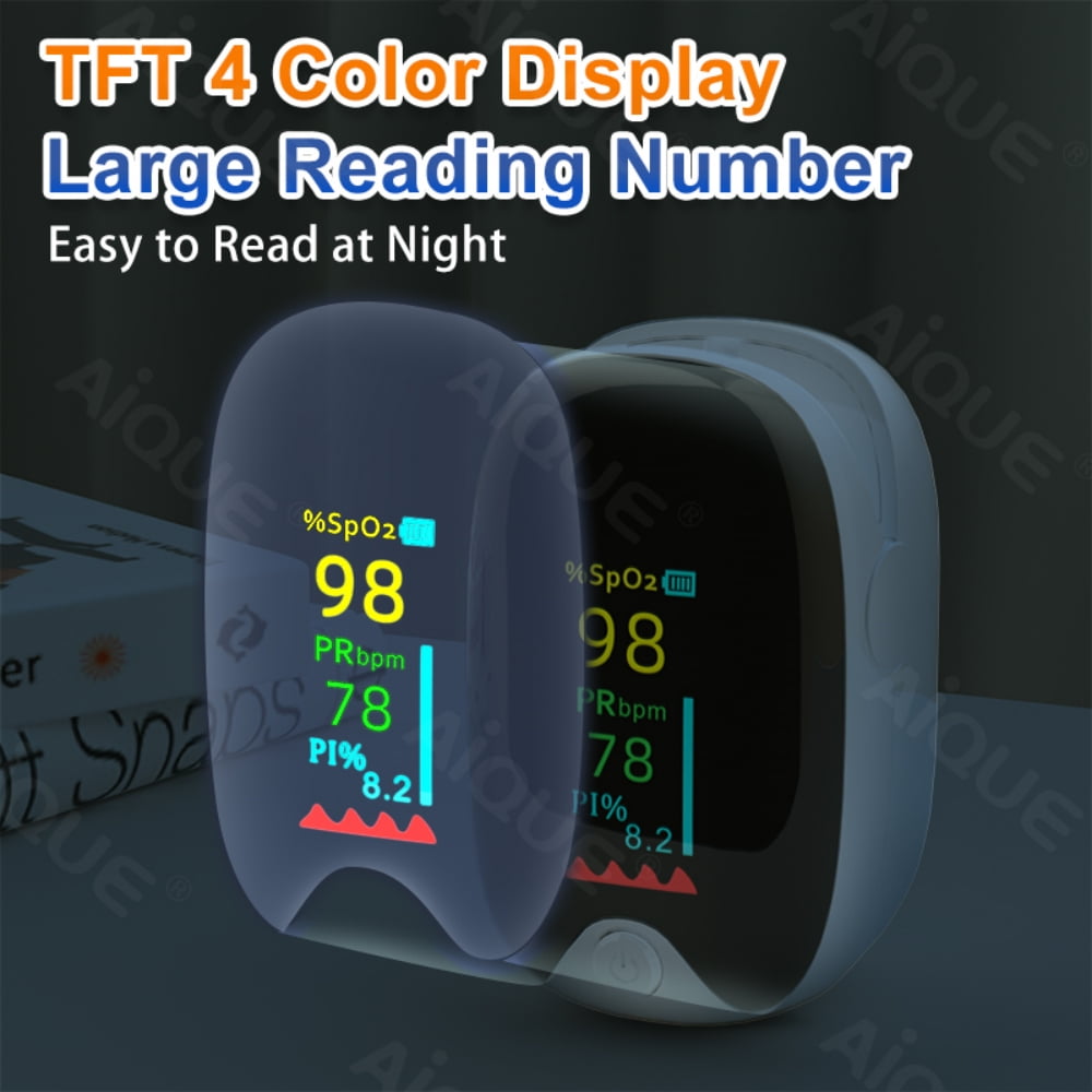 Tyethy Fingertip Pulse Oximeter Portable Blood Finger Oxygen Saturation Monitor with HD Display for Home Use