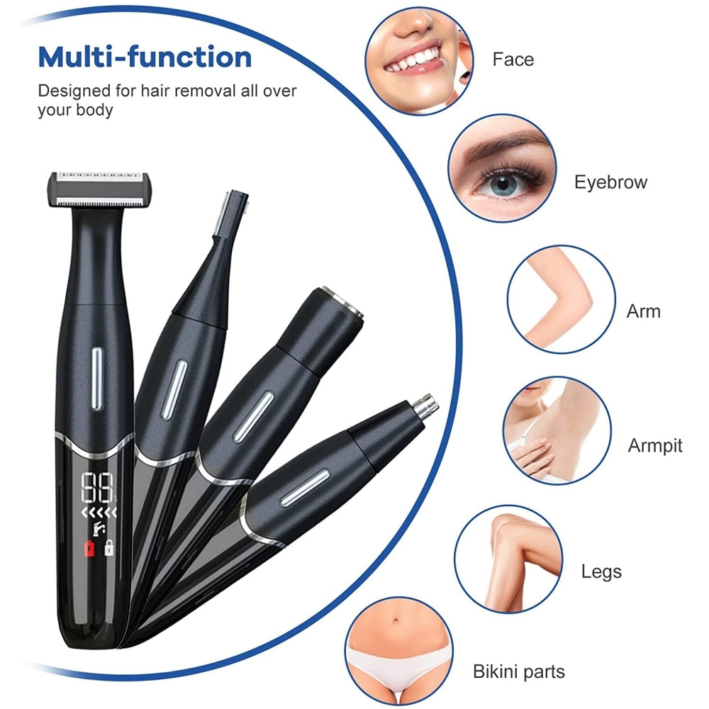 Electric Razor for Women , USB Rechargeable Waterproof 4 in 1 Electric Shaver Set for Eyebrow Face Nose Legs Underarms and Bikini Line