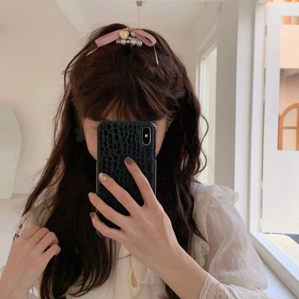 3Pcs Bow Faux Pearl Hair Ties, Elastic Hair Scrunchies Ponytail Holder Hair Ropes Accessories for Women and Girls
