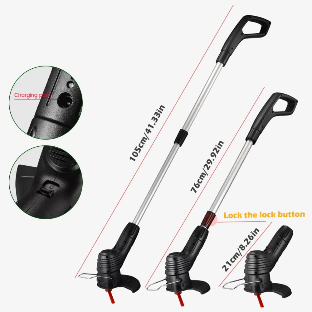 Portable Electric Grass Trimmer, Powered Cordless String Trimmer, Handheld Lawn Mower, Electric Weed Wacker Tool for Garden and Yard