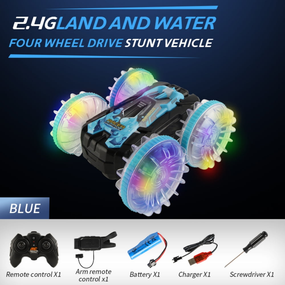 RC Car for Kids, Amphibious Remote Control Car Boat, 4WD Gesture RC Stunt Car Toys with Lights for Boys Girls Christmas Birthday Gifts