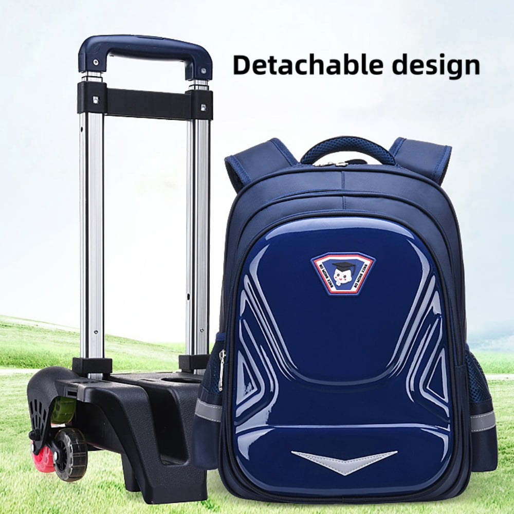 Kids Rolling Backpack for Boys, Trolley Wheeled Backpacks Waterproof School Bag with Multiple Pockets for Travel Outdoor, Blue