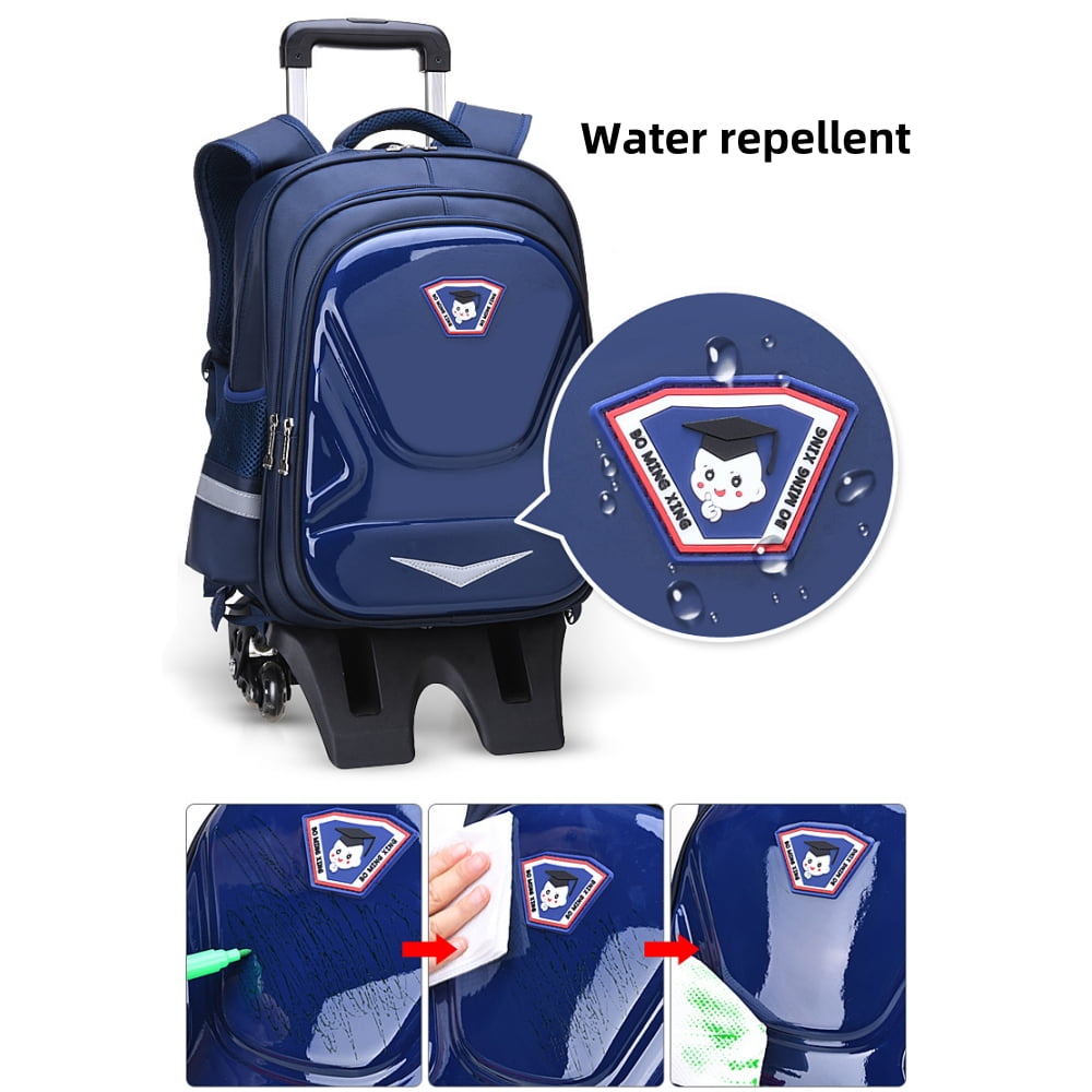 Kids Rolling Backpack for Boys, Trolley Wheeled Backpacks Waterproof School Bag with Multiple Pockets for Travel Outdoor, Blue