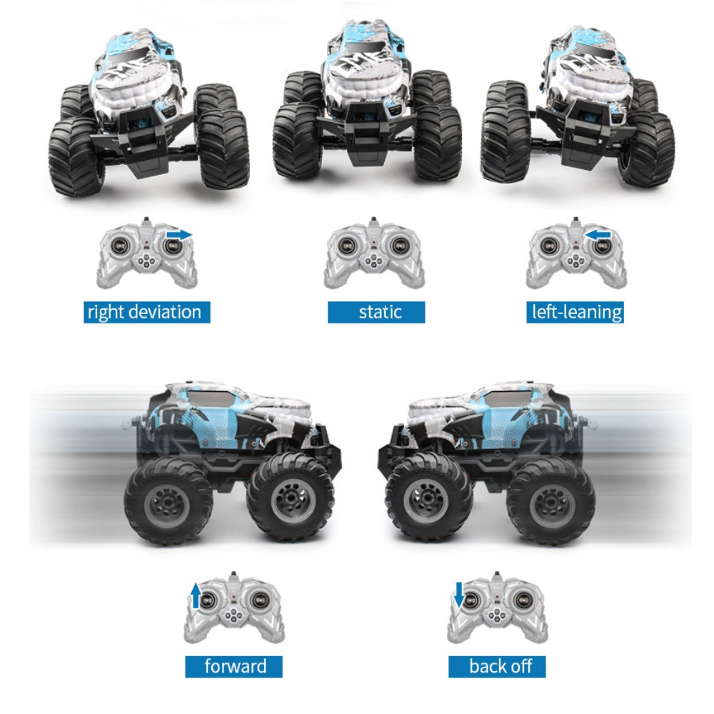 Remote Control Car 4WD Off Road Truck Car , RC Stunt Car, 360° Flips Rotating Car Toys with Spray Function, LED Lights, Ideal Birthday for 4+ Year Old Kids