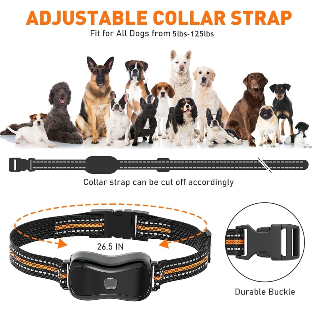 Juuar Dog Shock Collar with Remote Control, 3300Ft Rechargeable IPX7 Waterproof Dog Training Collar with Beep Vibration Safe Shock for Large Medium, Orange