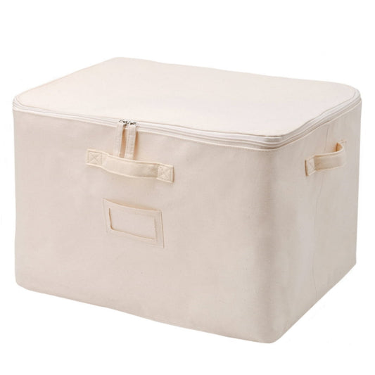50L Large Space Clothes Storage Bags Cotton, Zippered Quilts Storage Bag for Blanket, Pillows, Clothes ,Portable Quilt Bag