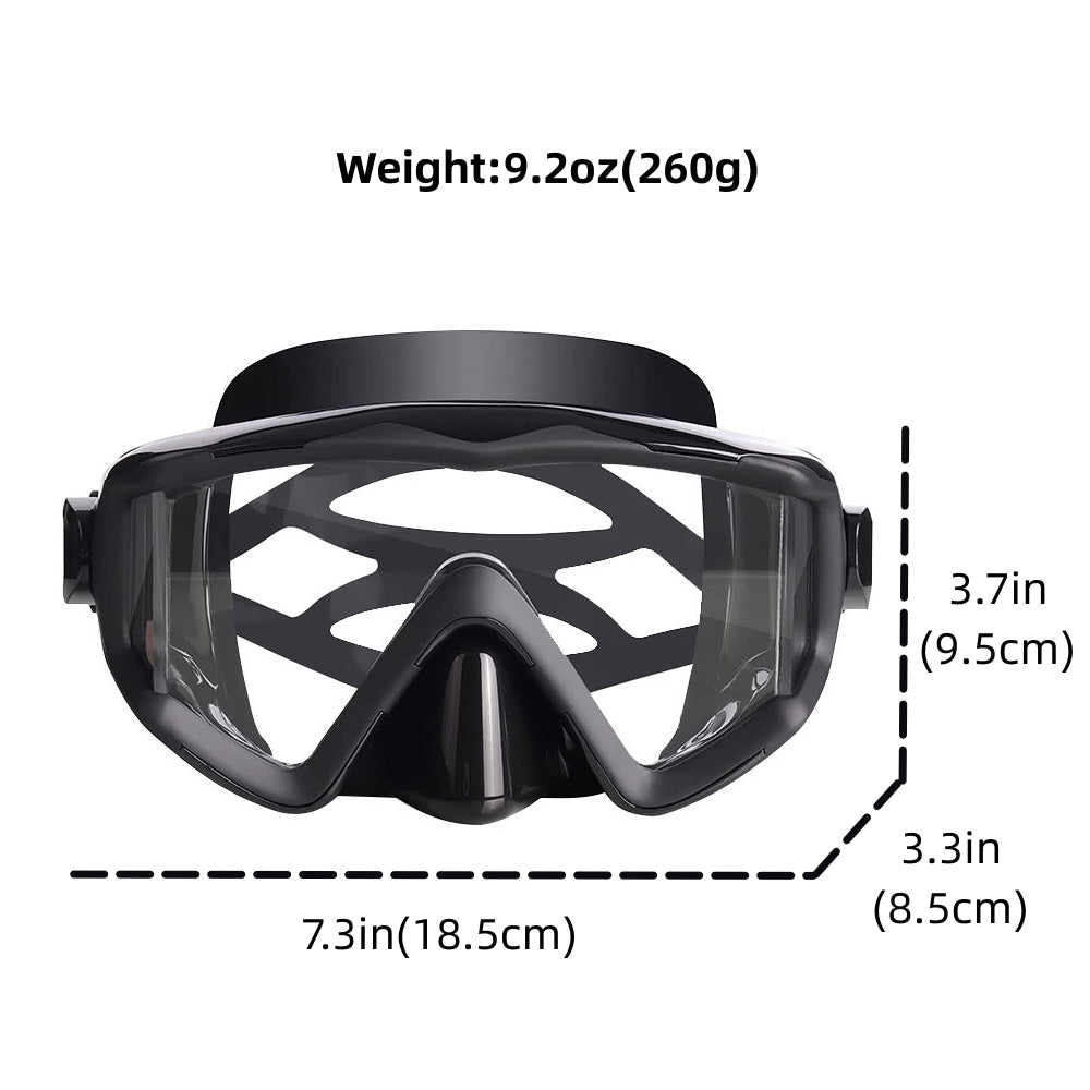 Diving Goggles for Adult,Freediving Mask Anti-fog Clear View Tempered Glass Swimming Mask with Nose Cover