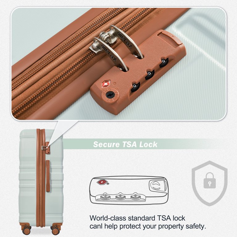 3 Piece Luggage Set Hardside Expandable Suitcase Luggage Set with Spinner Wheels and TSA Lock, 20in24in28in, Gray Green