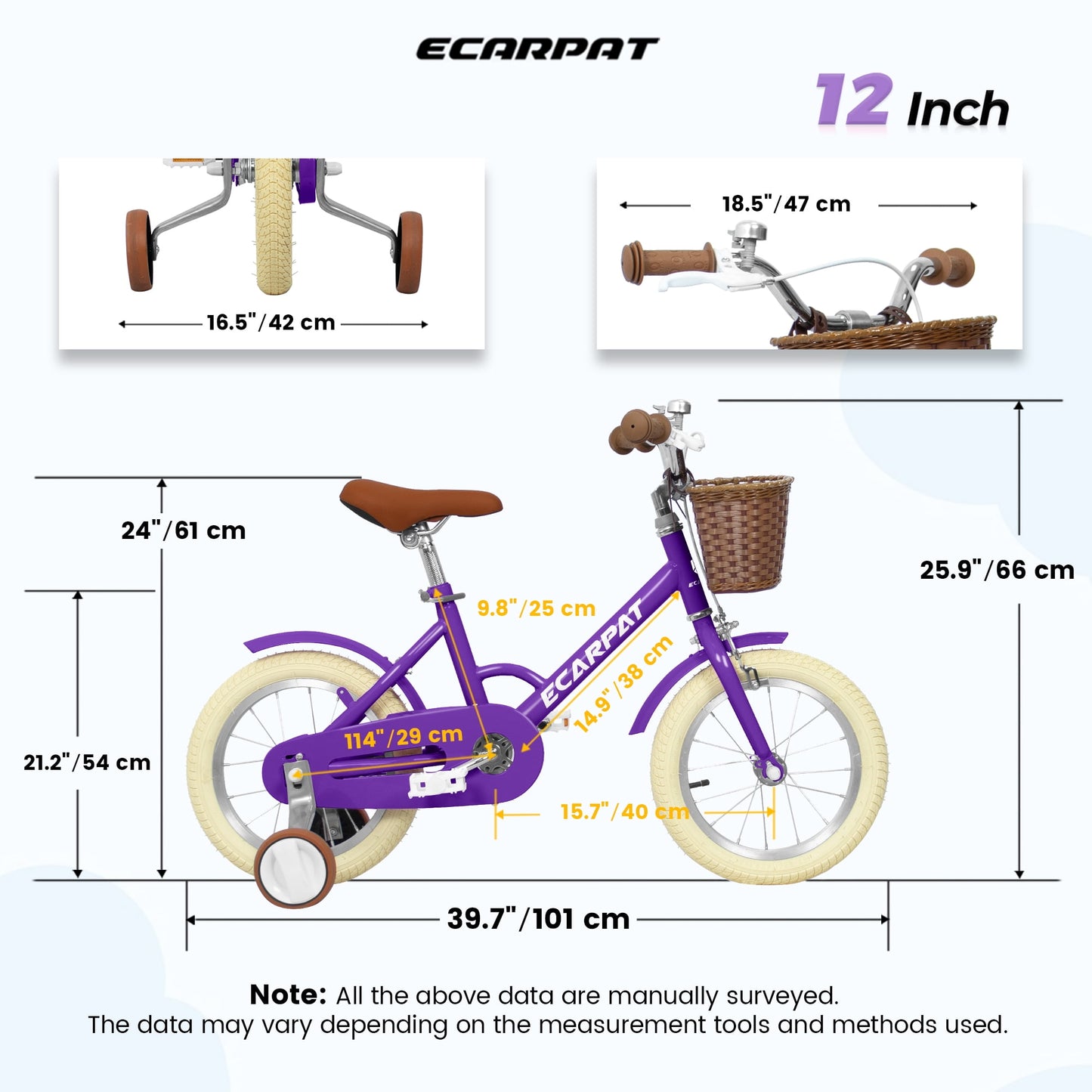 Kids Bike for Ages 4-8 Years, 16" Retro Girls Bike 1-Speed Bicycle with Training Wheel and Basket , Purple