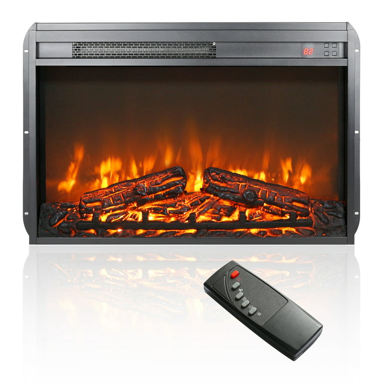 Fireplace 26" Electric Fireplace Inserts, 1400W Recessed Fireplace Heater with Log Set & Realistic Flame, Remote Control with Timer, Overheating Protection
