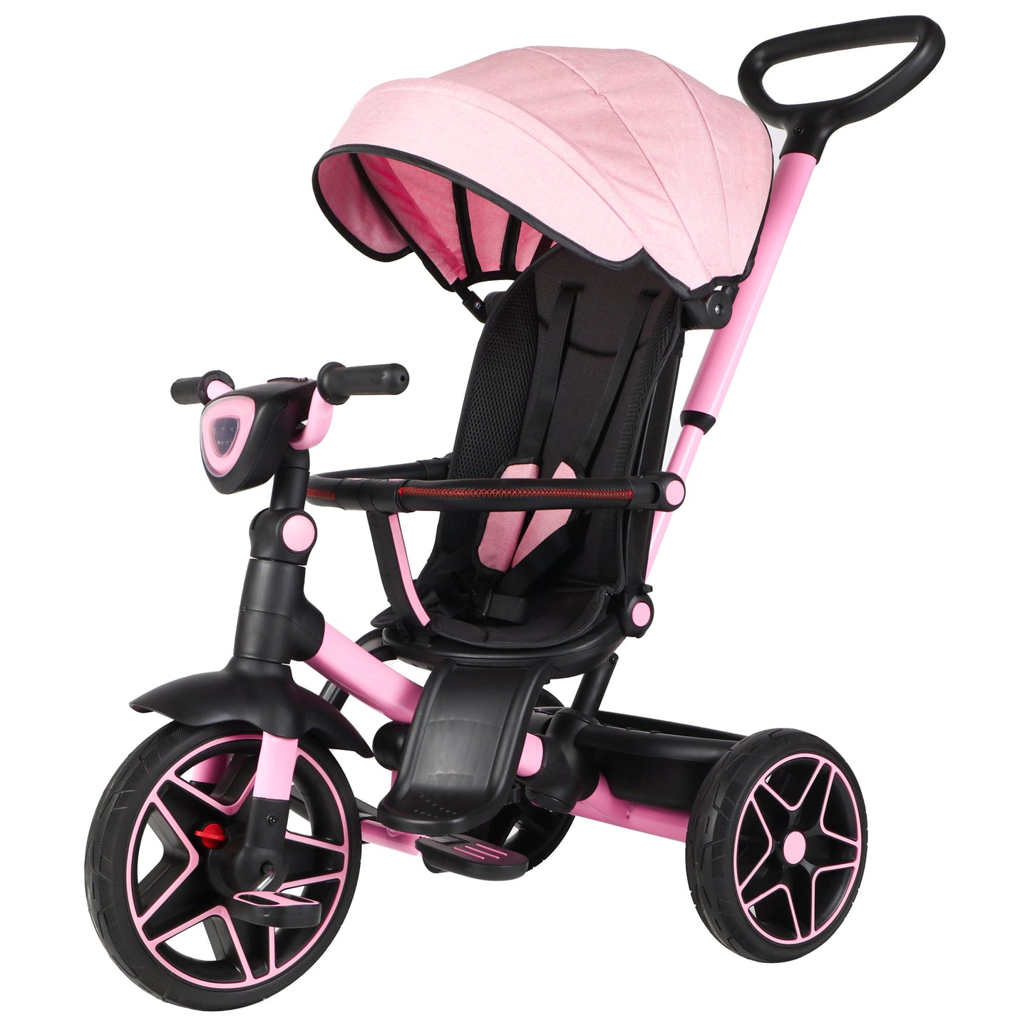 6-In-1 Kids Tricycle Baby Stroller with 360° Rotating Seat, Toddler Trike for 18M to 6Y Boys Girls, Gray