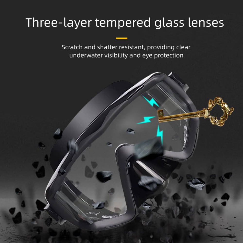 Tyethy Diving Goggles for Adult,Freediving Mask Anti-Fog Clear View Tempered Glass Swimming Mask with Nose Cover