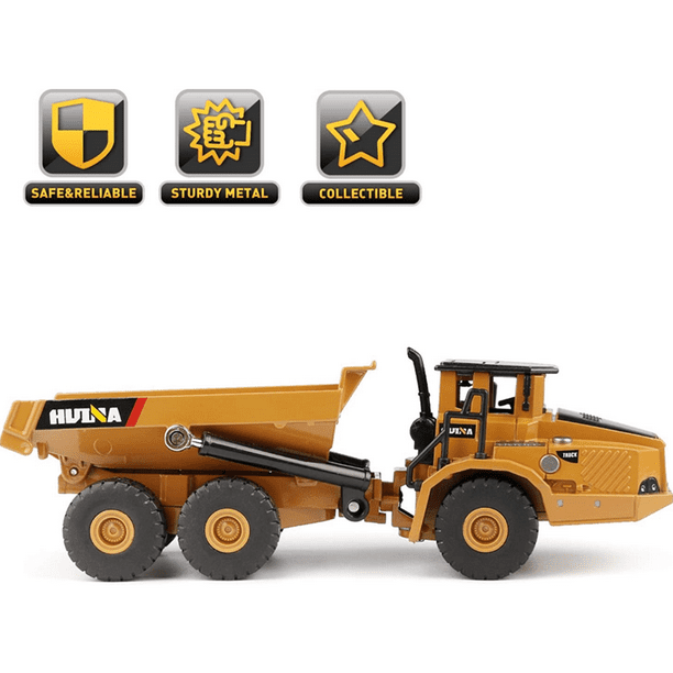 1/50 Scale Alloy Articulated Dump Truck of HuiNa 1712 Static Model , Metal Construction Vehicles Dump Truck Machine Model Toy for Kids