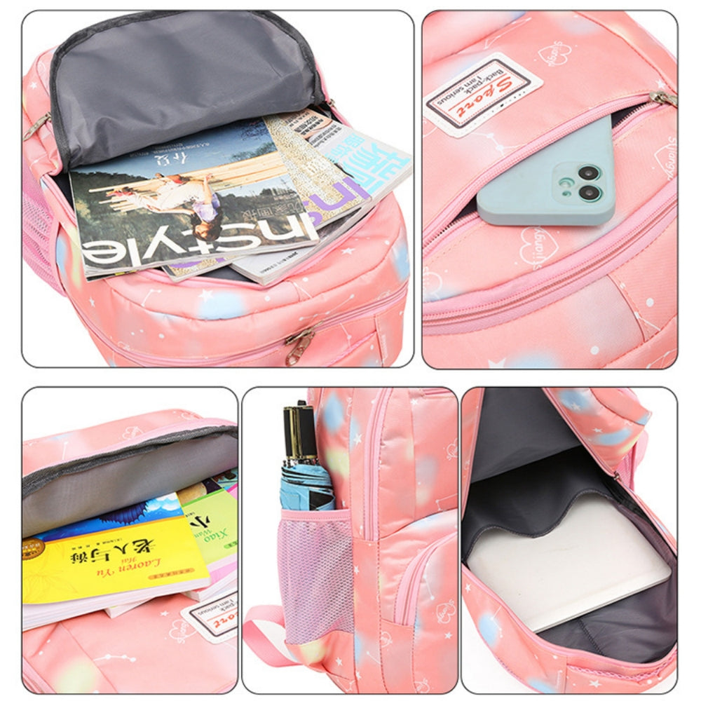 School Backpack 3 in 1 School Bags for Girls with Lunch Bag and Pencel Case, Water Resistant Lightweight Bookbag for Middle School, Large Capacity Travel Bag Laptop Backpack, Pink