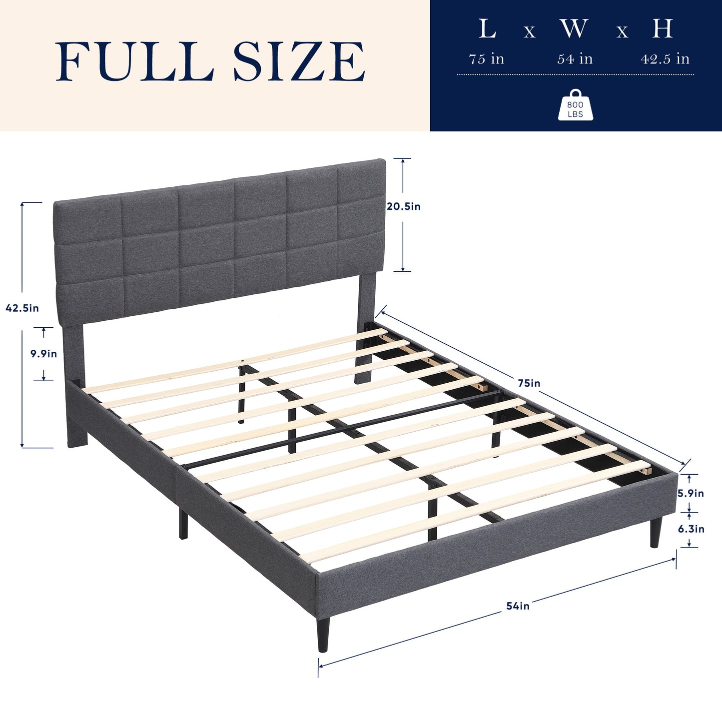 Full Size Wood Platform Bed with Bear-shaped Headboard,Bed with Motion Activated Night Lights,Cream+Walnut