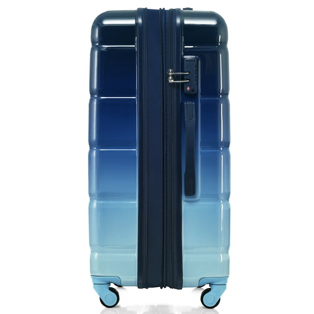 New Luggage Set with Cup Holder and USB Port, 3 Piece Set Hardshell Expandable Luggage Suitcase Sets with TAS Lock Spinner Wheels, Gradient Blue