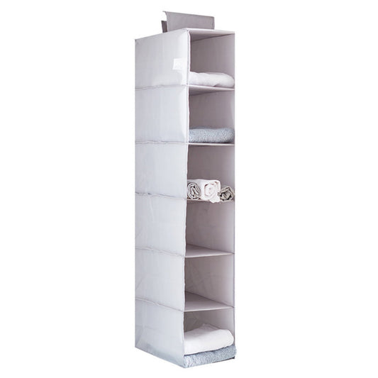 6 Shelf Hanging Closet Organizer, Hanging Drawer for Closet for Clothes Bags Shoes Toys, Grey
