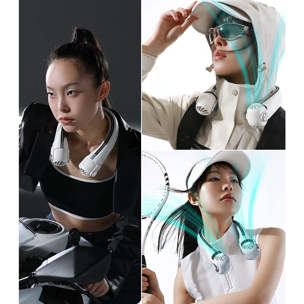 Tyethy Portable Neck Fan Rechargeable Wearable Cooling Fan, Bladeless Hands-Free Fan for Indoor/Outdoor, Gift for Women, Men - White