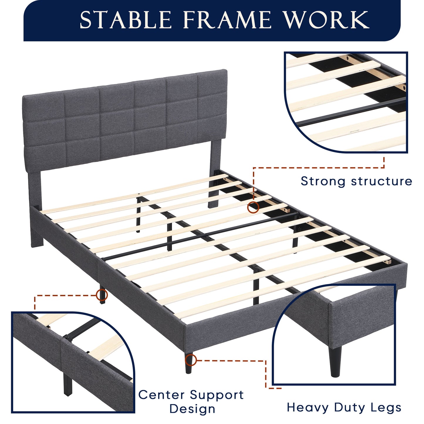 Full Size Wood Platform Bed with Bear-shaped Headboard,Bed with Motion Activated Night Lights,Cream+Walnut