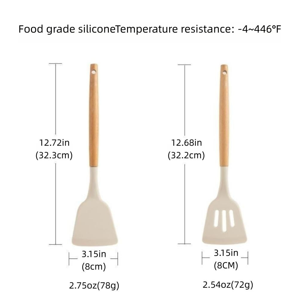 Silicone Turner Spatula Set, 2 Pack Flexible Extra Large Silicone Slotted Turners for Non-Stick Cookware, Heat Resistant Kitchen Cooking Utensils for Frying and Flipping