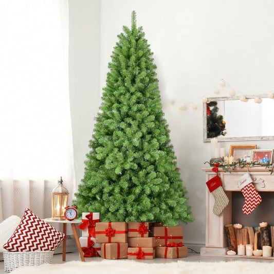 7FT PE&PVC Prelit Holiday Christmas Tree for Home, Office, Party Decoration ,Green