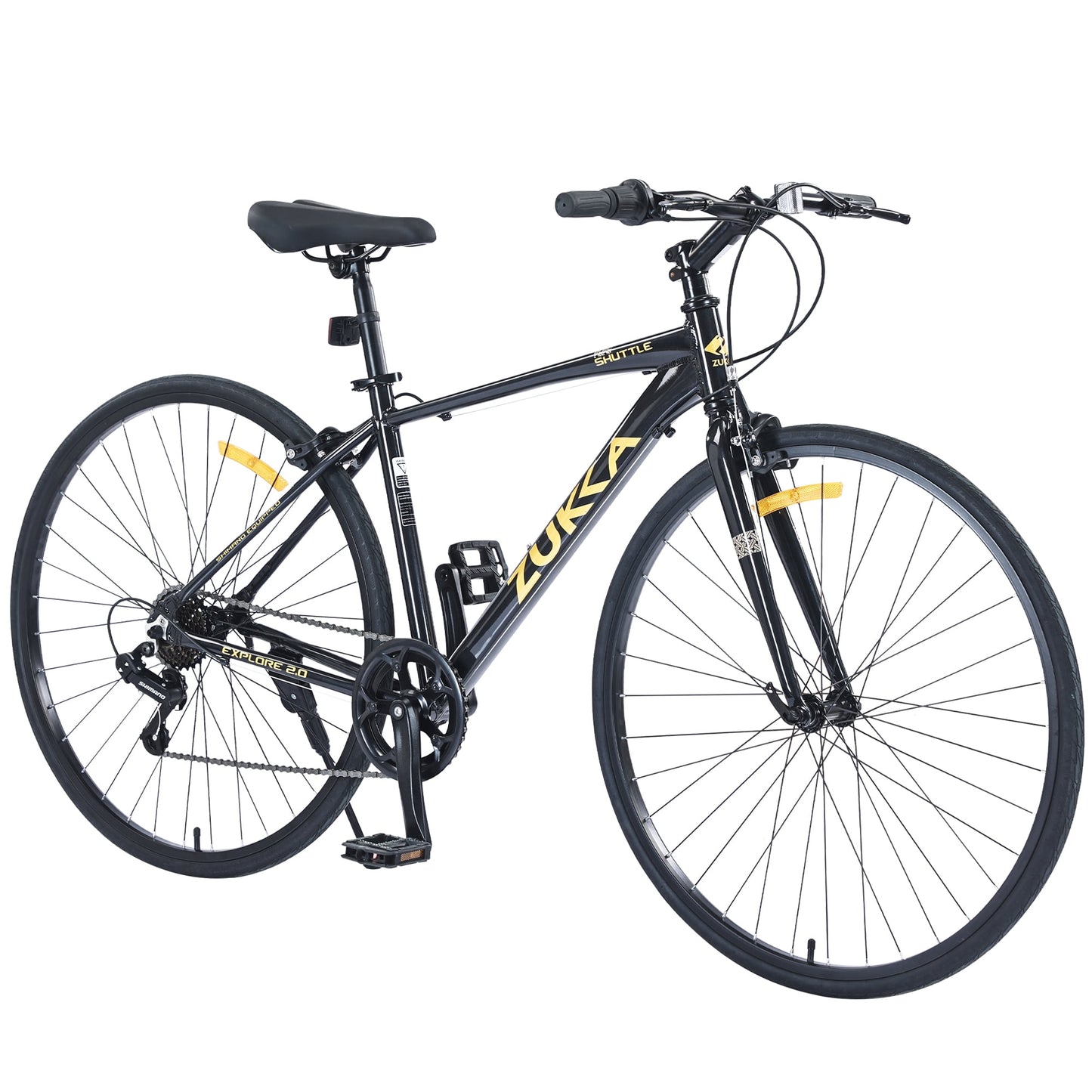 700C Hybrid Road Bike Shimano 7-Speed Adult Bike Lightweight 28" Aluminum Frame City Bicycle for Men Women, White