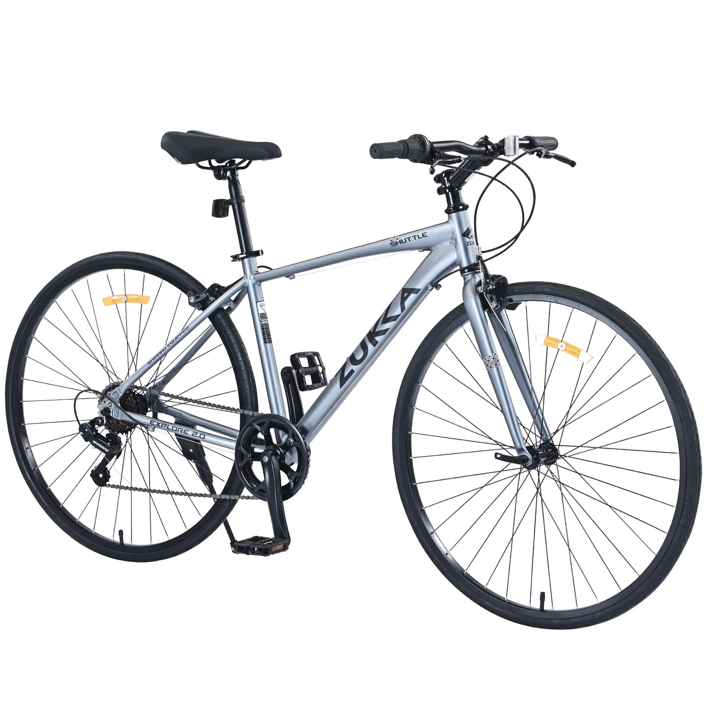 700C Hybrid Road Bike Shimano 7-Speed Adult Bike Lightweight 28" Aluminum Frame City Bicycle for Men Women, White