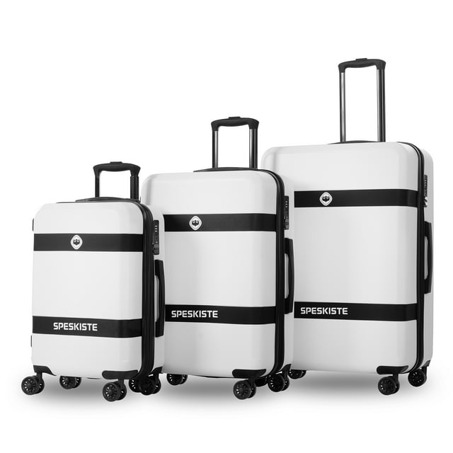Pregoods Shop Luggage Sets 3 Piece New Model Hardshell Luggage Sets Lightweight Expandable Luggage Suitcase Set with Spinner Wheels TSA Lock, 20"24"28", White