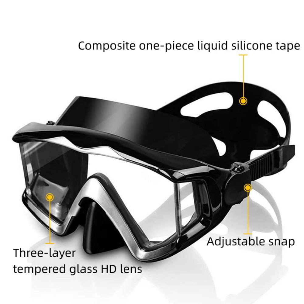 Tyethy Diving Goggles for Adult,Freediving Mask Anti-Fog Clear View Tempered Glass Swimming Mask with Nose Cover