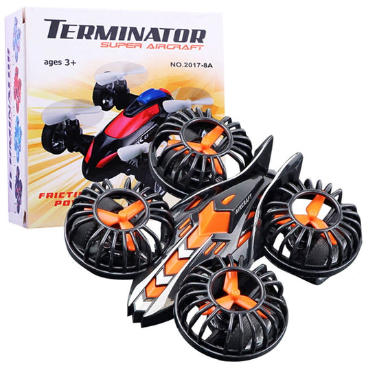 4 Propellers Inertia Four-axis Friction Powered Car Model Vehicle Aircraft , Inertia Car Friction Powered Car Toys Push and Go Toy Cars for Kids Powered Toys