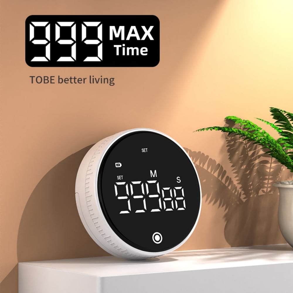 Juuar Digital Kitchen Timer, Magnetic Countdown Countup Timer with Large LED Display, Digital Timer for Kitchen Homework Fitness Teaching, White