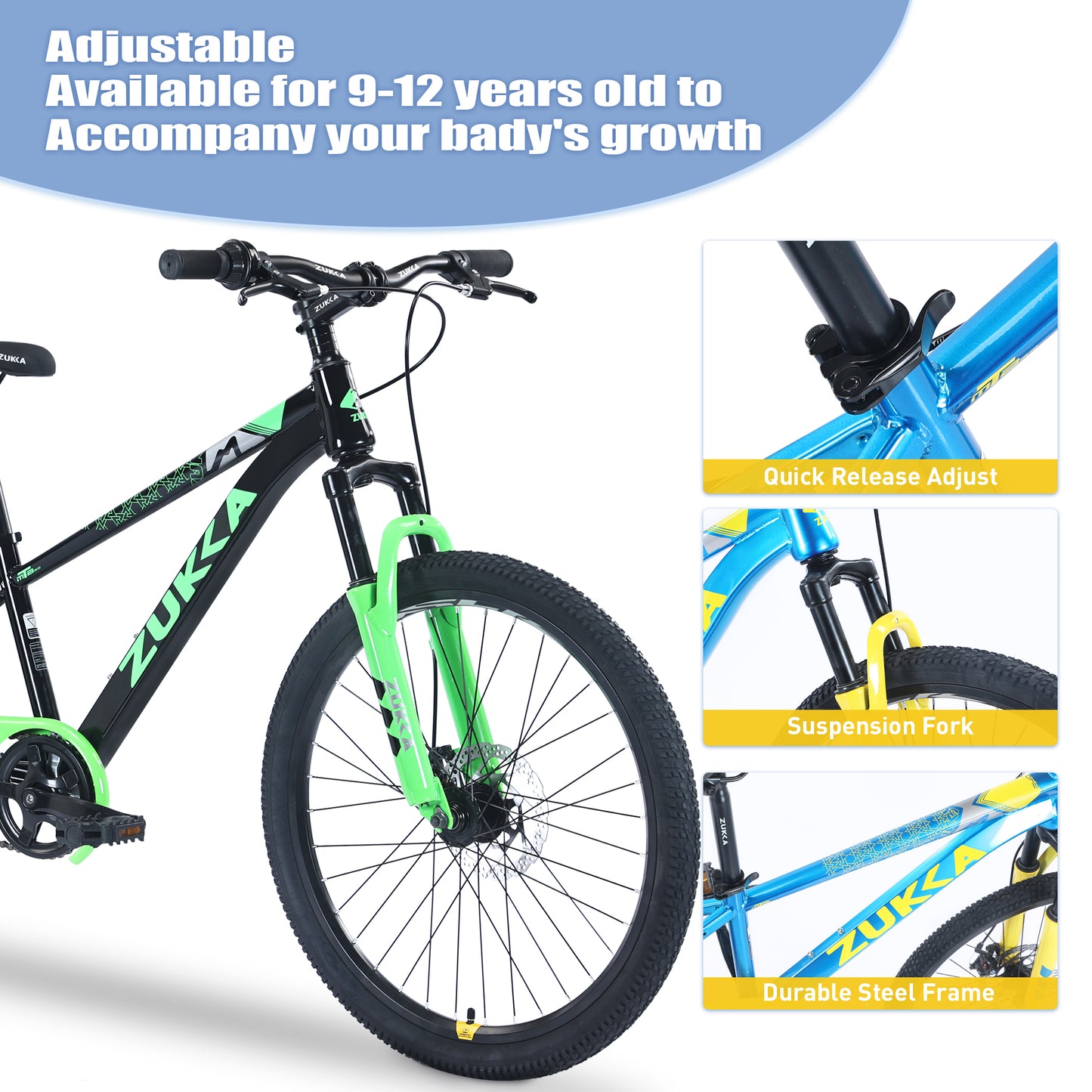 Kids Bike 22" 7 Speed Aluminium Alloy Frame Cruiser City Bike for Girls Women, Green