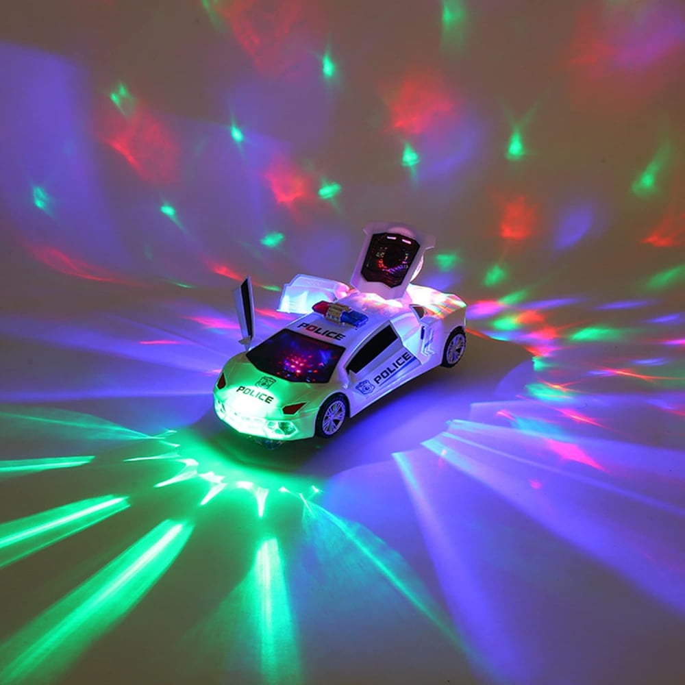 Tyethy Police Car Toys for Boys 3-5, Mini Spinning Car Toy with Music Lights and Siren, Battery Powered Play Vehicle for Kids Gifts