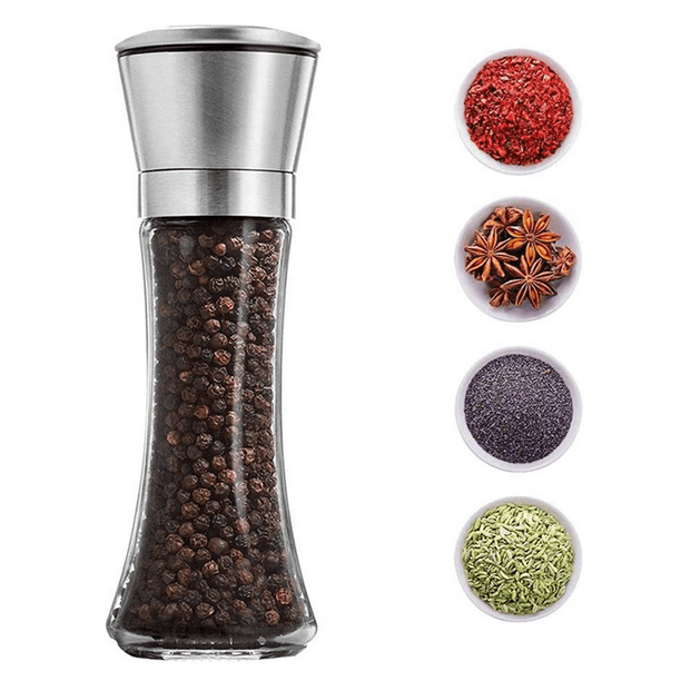 Tyethy Salt and Pepper Grinder Set of 2, Refillable Stainless Steel Salt Pepper Shakers with Adjustable Coarse Mills for Spices Pepper Himalayan Sea Salts