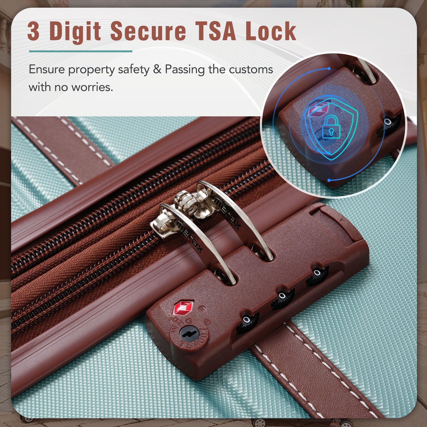 3 Pieces Hardshell Luggage Sets, Lightweight Luggages and Cosmetic Case with Spinner, TSA Lock ,20"+28"