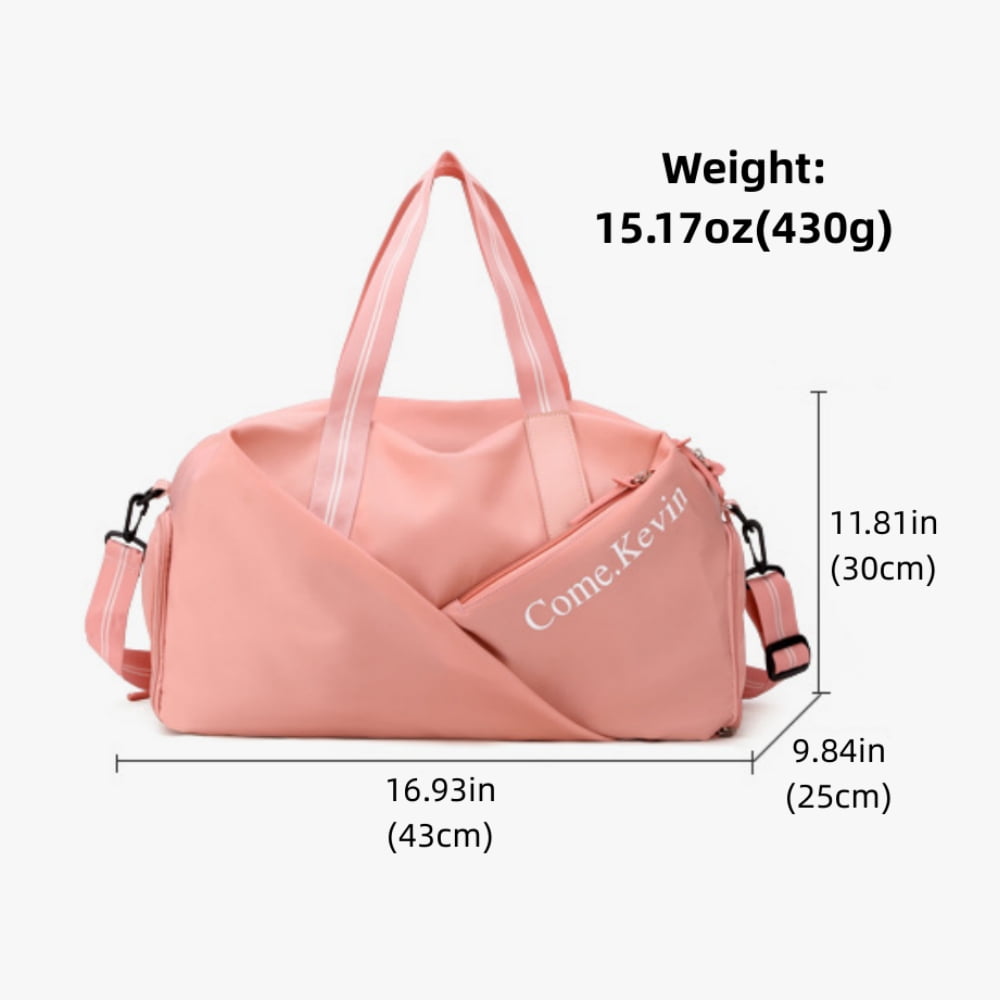 Sport Gym Bag with Shoes Compartment and Wet Pocket for Women, Waterproof Tote Bag ,17" Sport Bag, Pink
