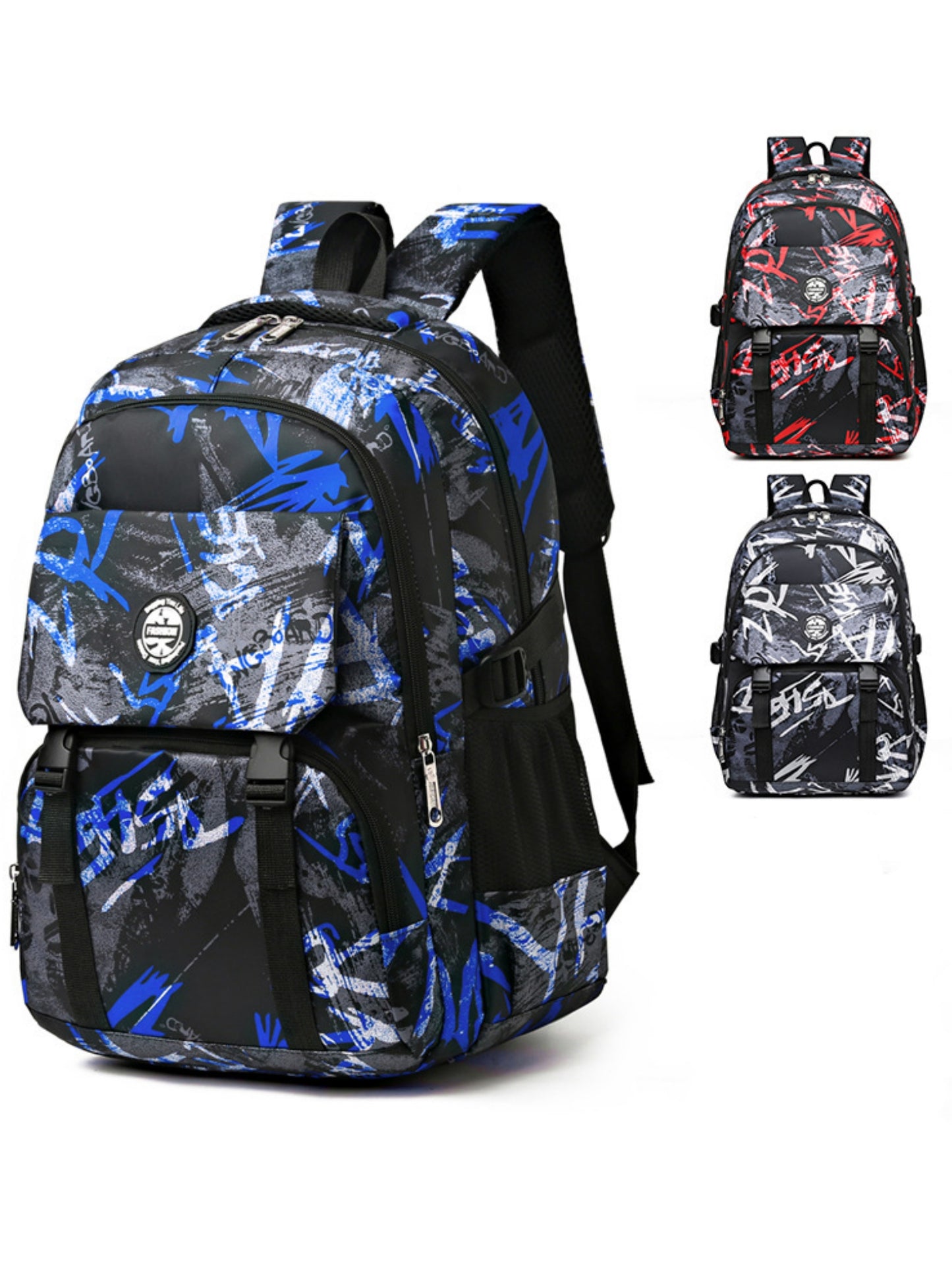 Boys Backpack, Printed School Bag for Primary Middle Students, Fashionable College Laptop Backpack Casual Daypack for Teens, Blue