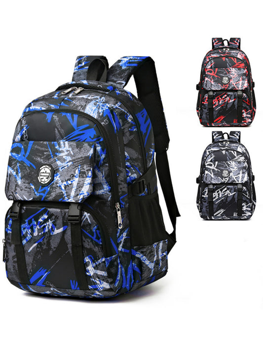 Boys Backpack, Printed School Bag for Primary Middle Students, Fashionable College Laptop Backpack Casual Daypack for Teens, Blue