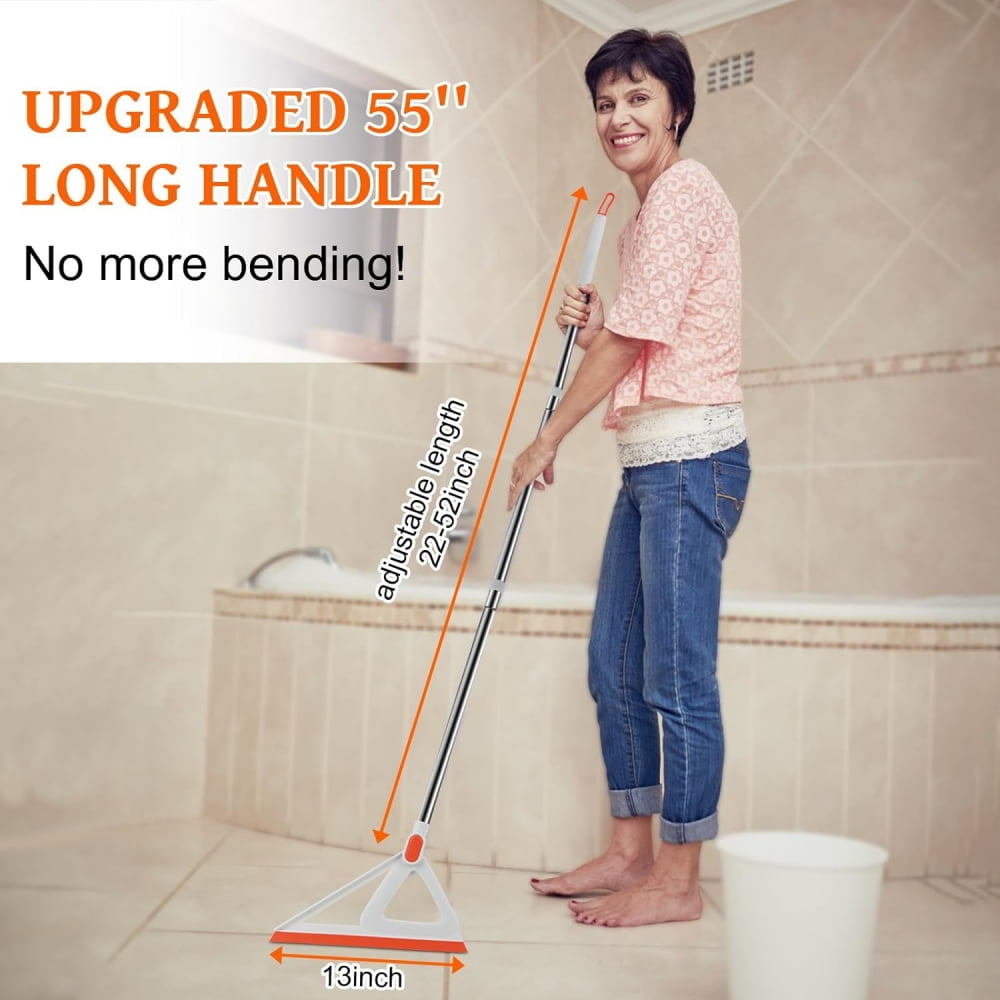 Multifunction Magic Broom, Rubber Squeegee Broom with 55" Long Handle ,Silicone Broom for Sweeping Pet Hair, Water Spill, Dust, Windows