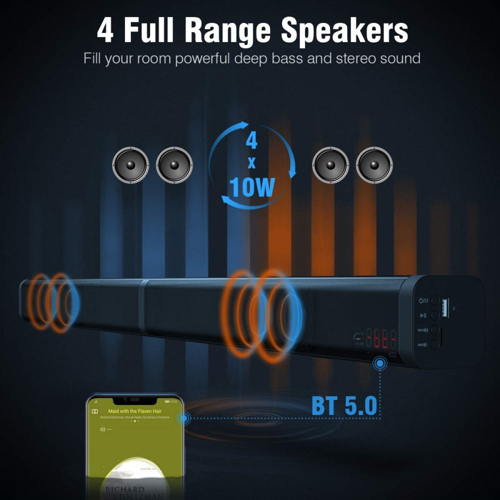 Tyethy Sound Bar for TV 120W Wireless Bluetooth 5.0 Soundbars 3D Surround Sound System Home Theater Speaker Split Soundbar