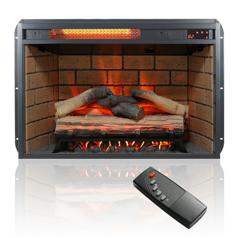Fireplace TV Stand for TVs up to 70", 60" Entertainment Center with 26" Electric Fireplace, Modern Media TV Console with Storage Cabinet and Door Sensor, Brown