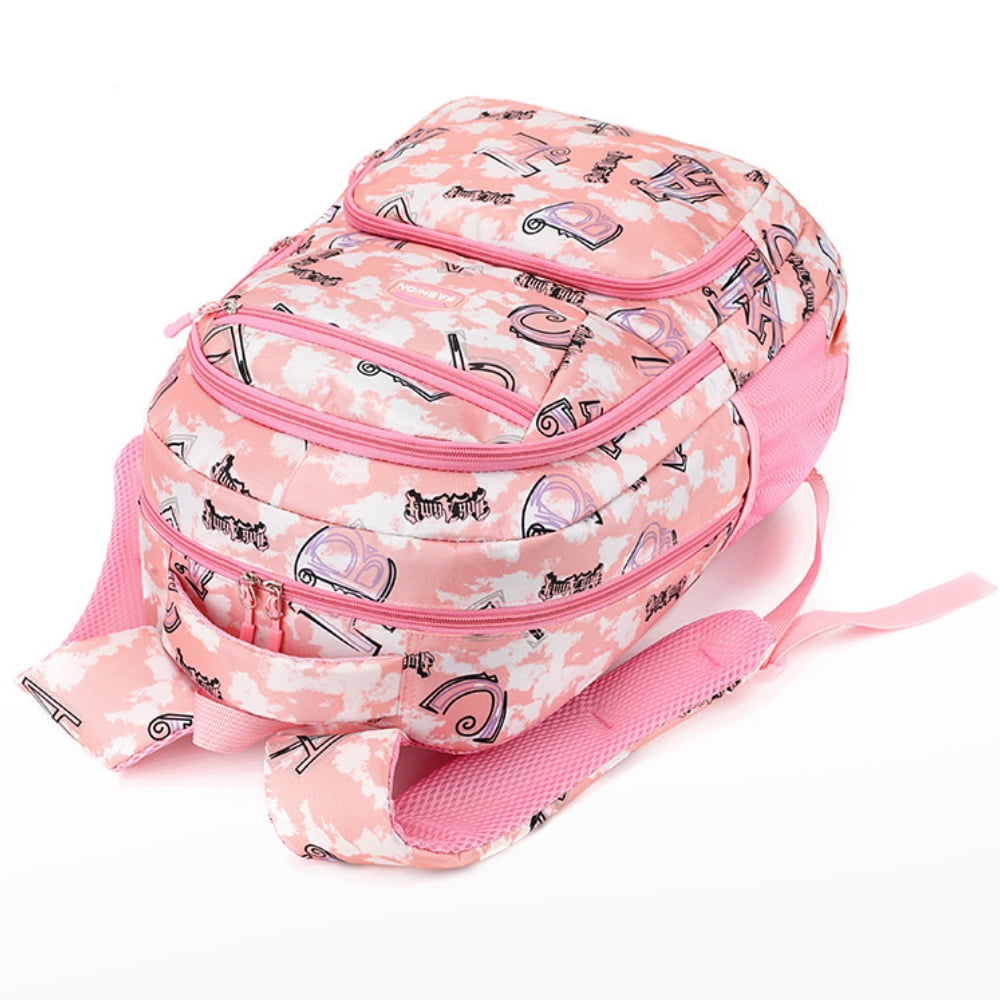 Kids School Backpack for Girls Bookbags Printed Large Lightweight School Bag for Elementary, Pink