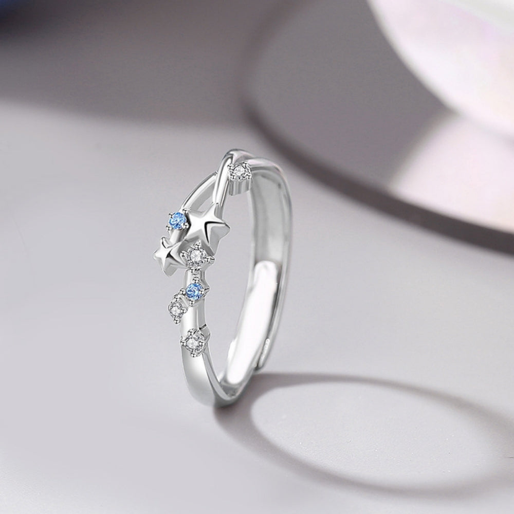 Adjustable Couple Rings, Diamond-encrusted Meteor Shower Starry Sky Promise Rings for Couples Romantic Love Couples Jewelry Gifts