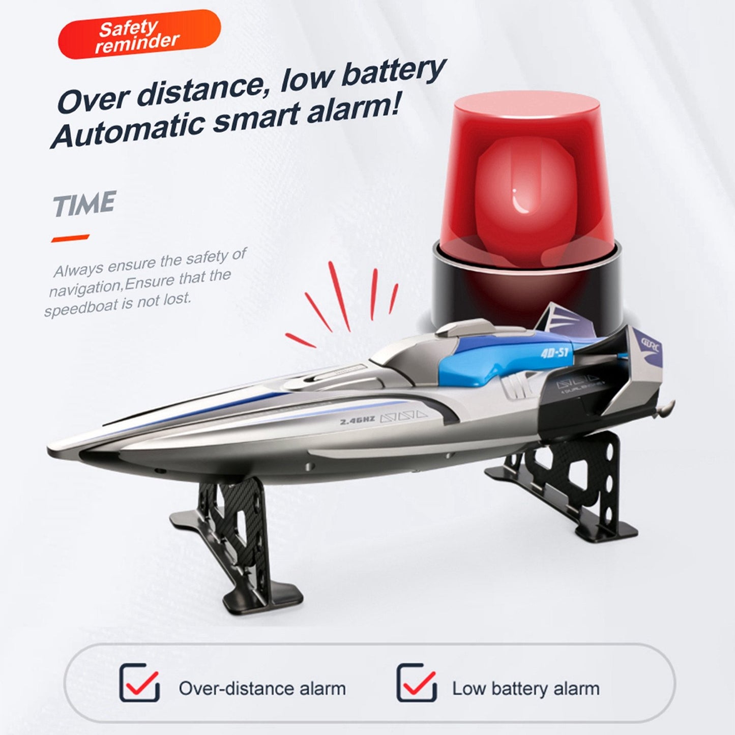 4 Channel 2.4GHZ RC SpeedBoat - Remote Control SpeedBoat For Pools And Lakes, Fast RC Boats For Adults And Kids with speeds up to 30KM/H